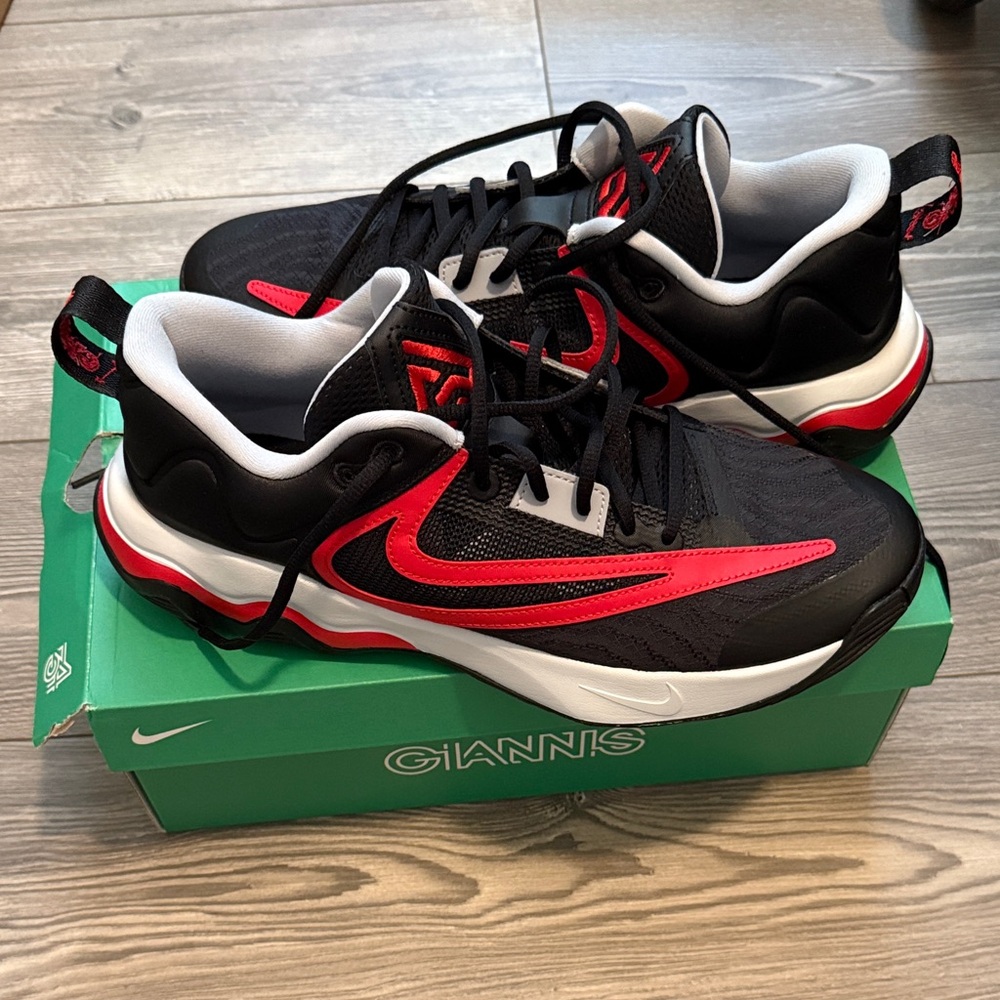 Nike Giannis Black and Red Athletic Shoes